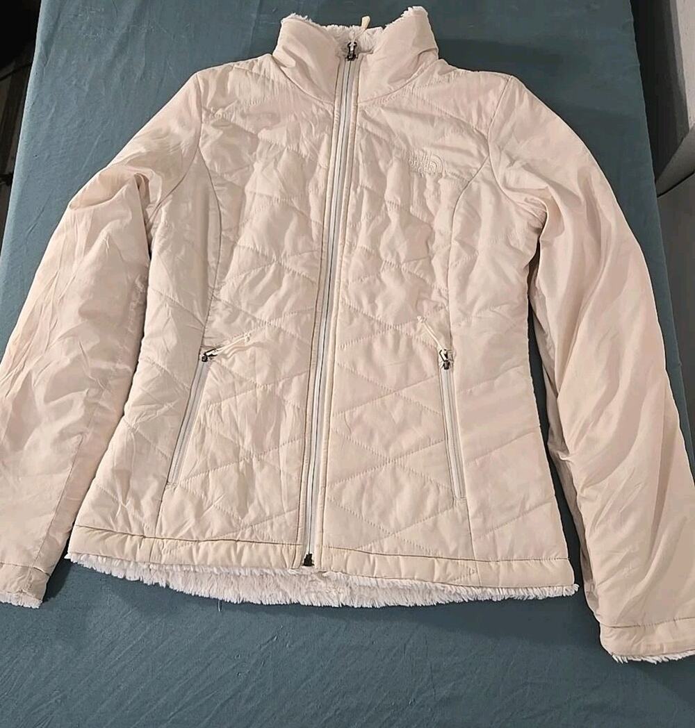 The North Face Women XS White Quilted Fleece Lined Full Zip Jacket Coat #0248